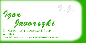 igor javorszki business card
